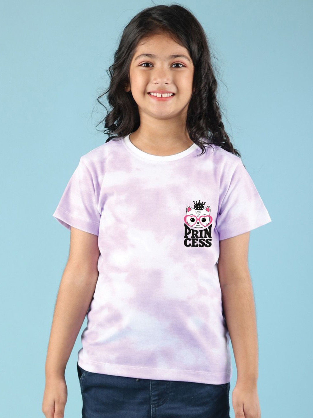 

NUSYL Girls Printed T-shirt, Purple