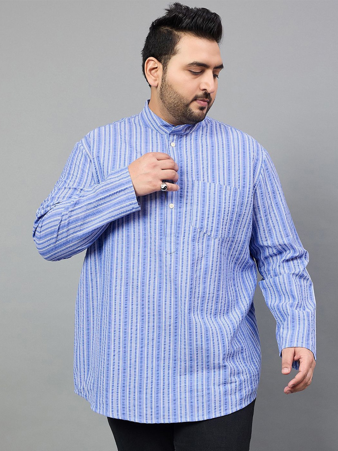 

bigbanana Men Striped Thread Work Kurta, Multi