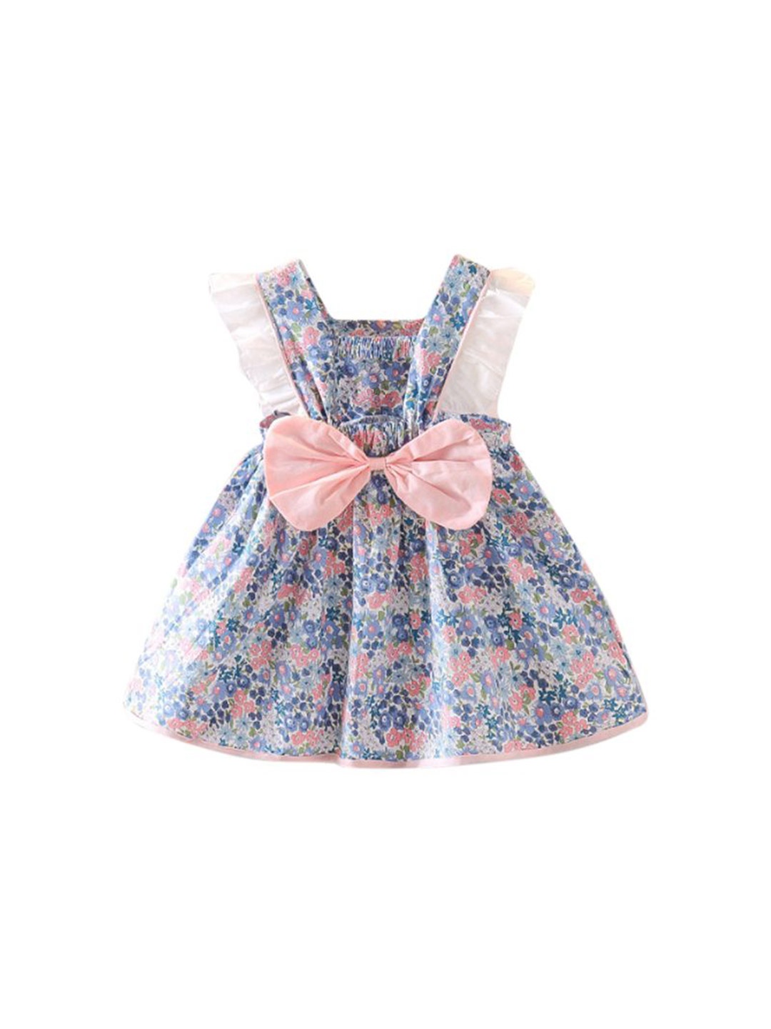 

StyleCast x Revolte Girls Floral Printed Bow Detail Fit & Flare Dress, Blue