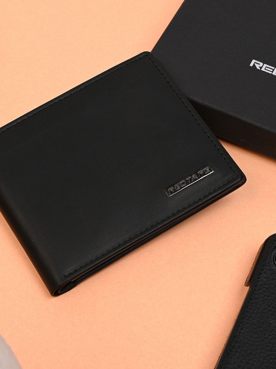 

Red Tape Men Leather Two Fold Wallet, Black