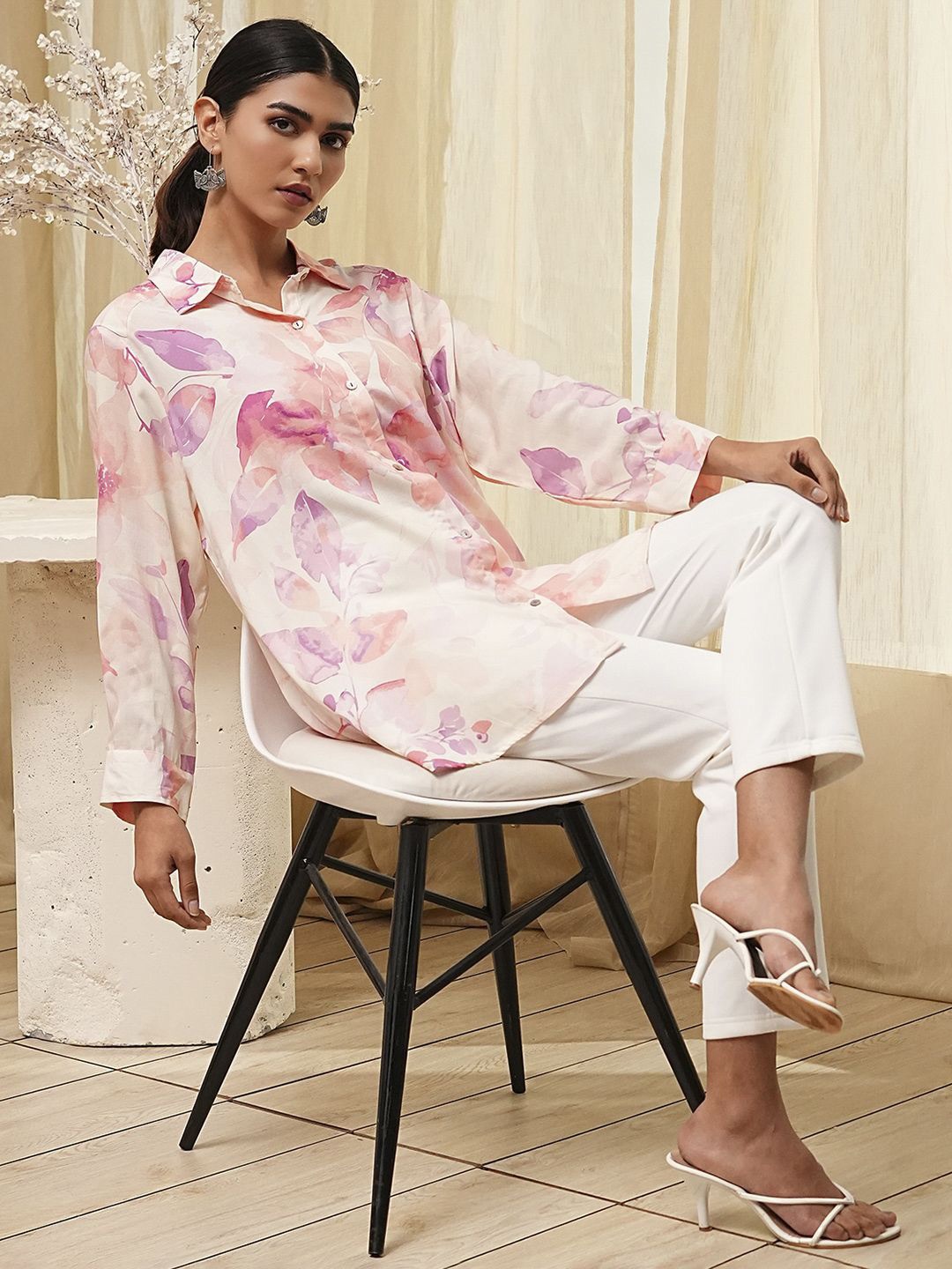 

Biba Women Standard Opaque Printed Casual Shirt, Pink