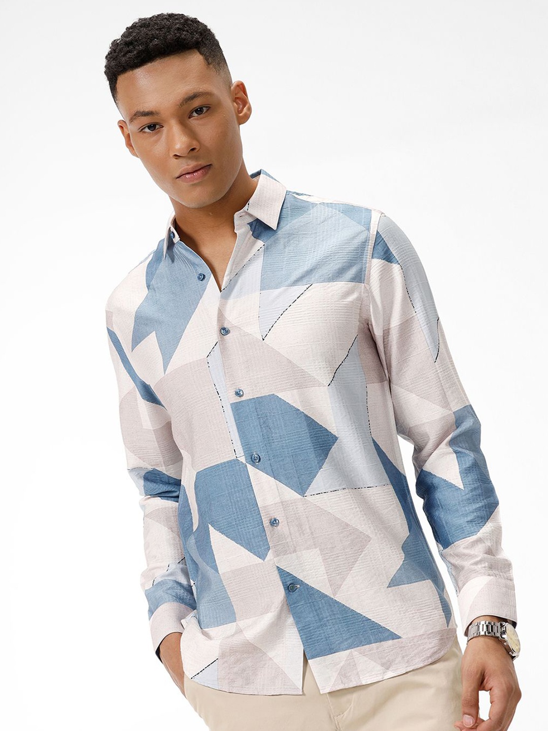 

The Collection Men Classic Opaque Printed Casual Shirt, Multi