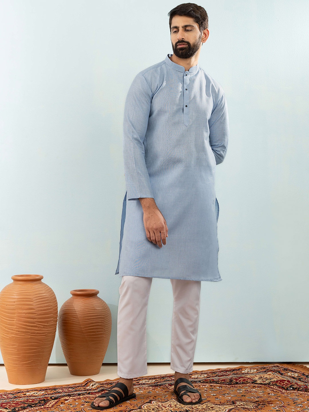 

Shiv Leela Men Khadi Kurta, Blue