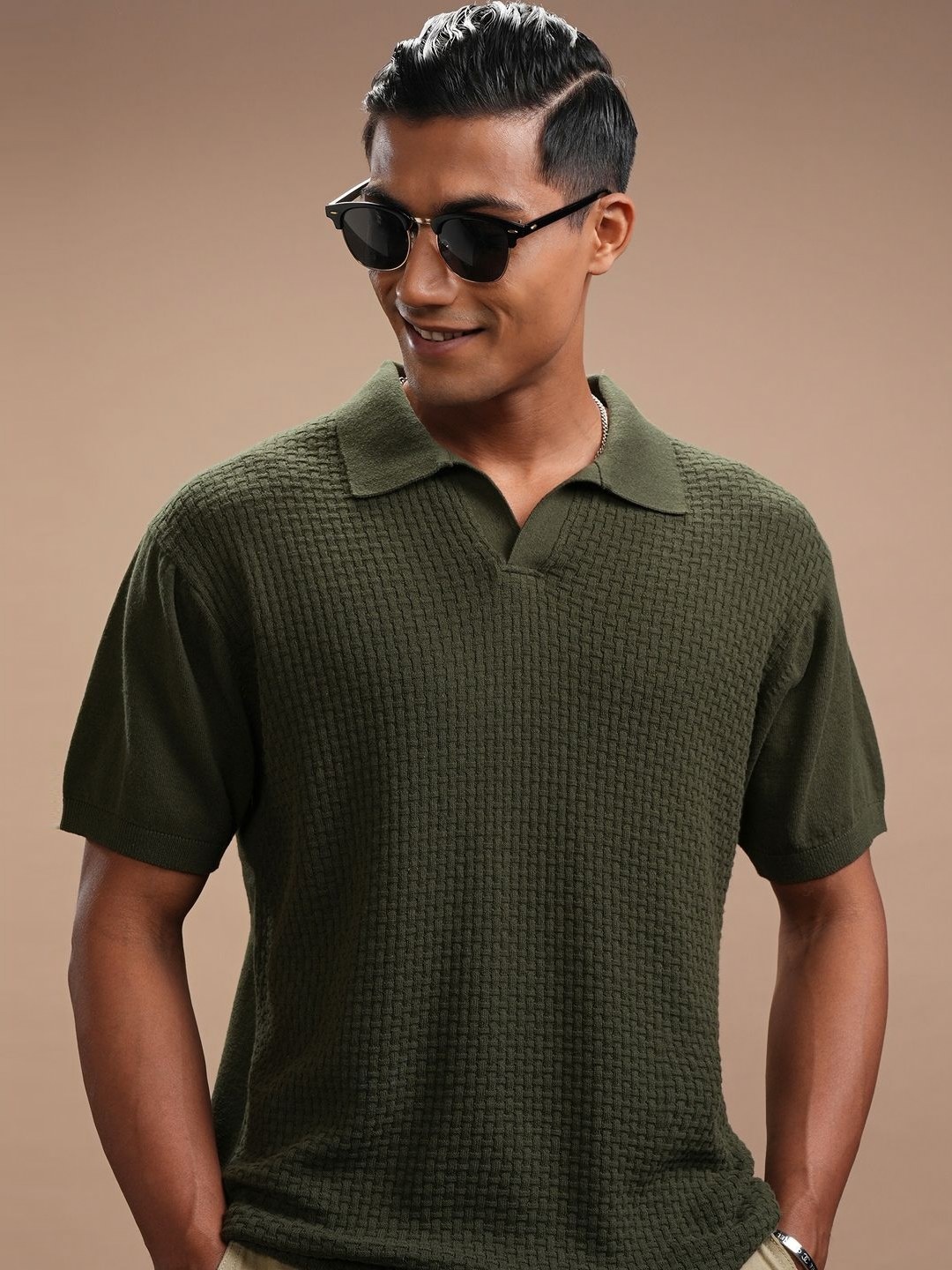

HIGHLANDER Men Polo Collar T-shirt, Olive