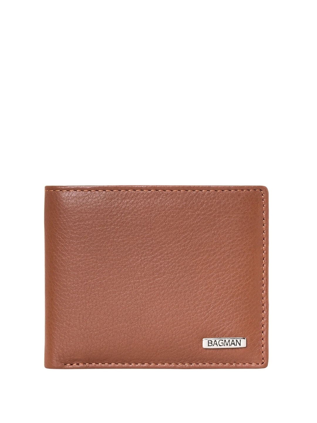 

BAGMAN Men Leather Two Fold Wallet, Tan