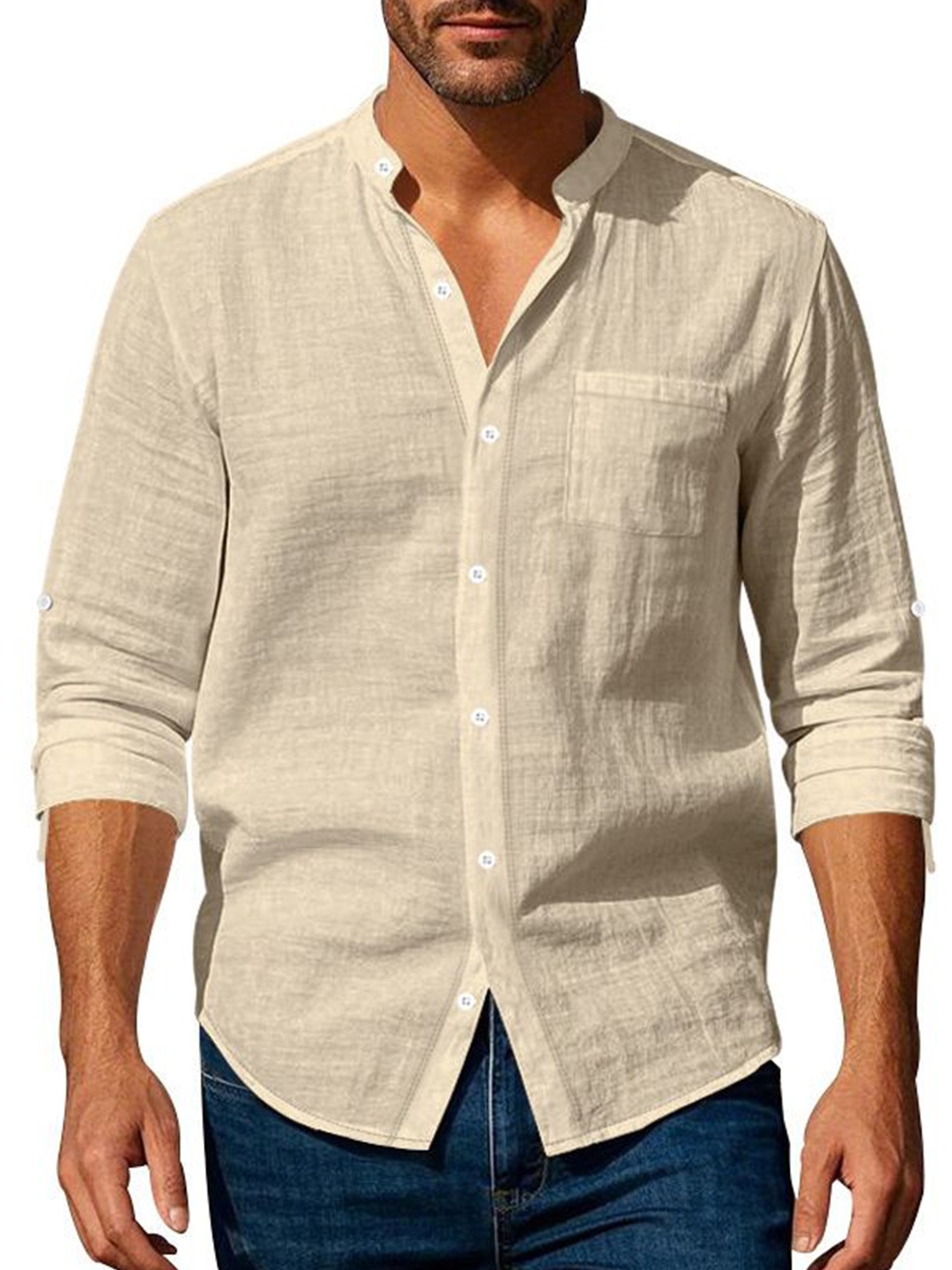 

StyleCast x Revolte Men Opaque Casual Shirt, Khaki