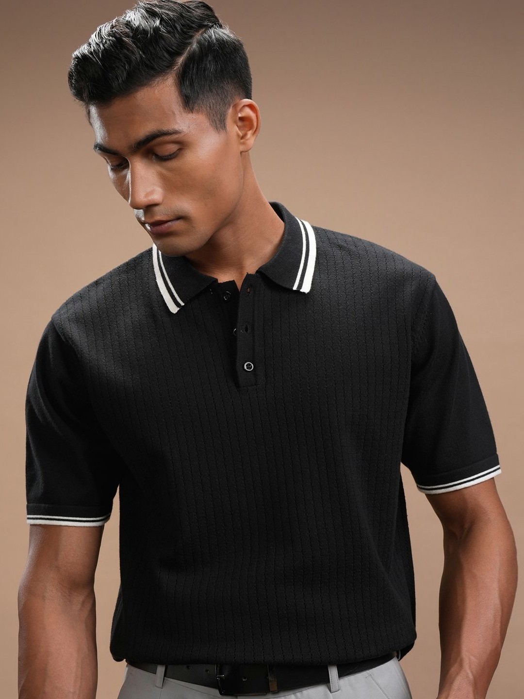 

HIGHLANDER Men Polo Collar T-shirt, Black