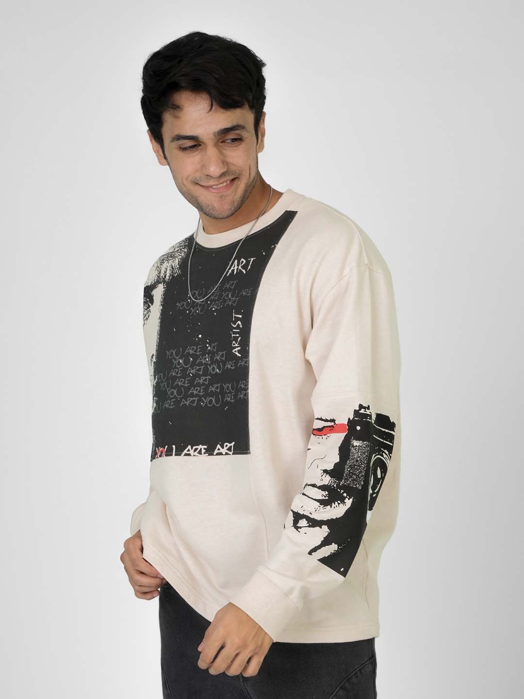 

TONES Men Printed Applique T-shirt, Beige