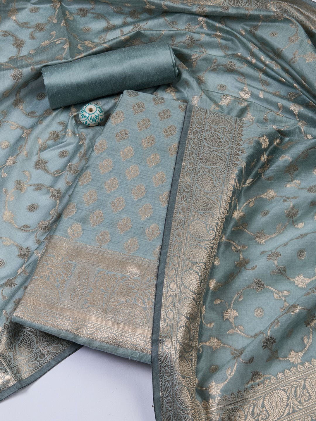 

Meena Bazaar Art Silk Unstitched Dress Material, Sea green