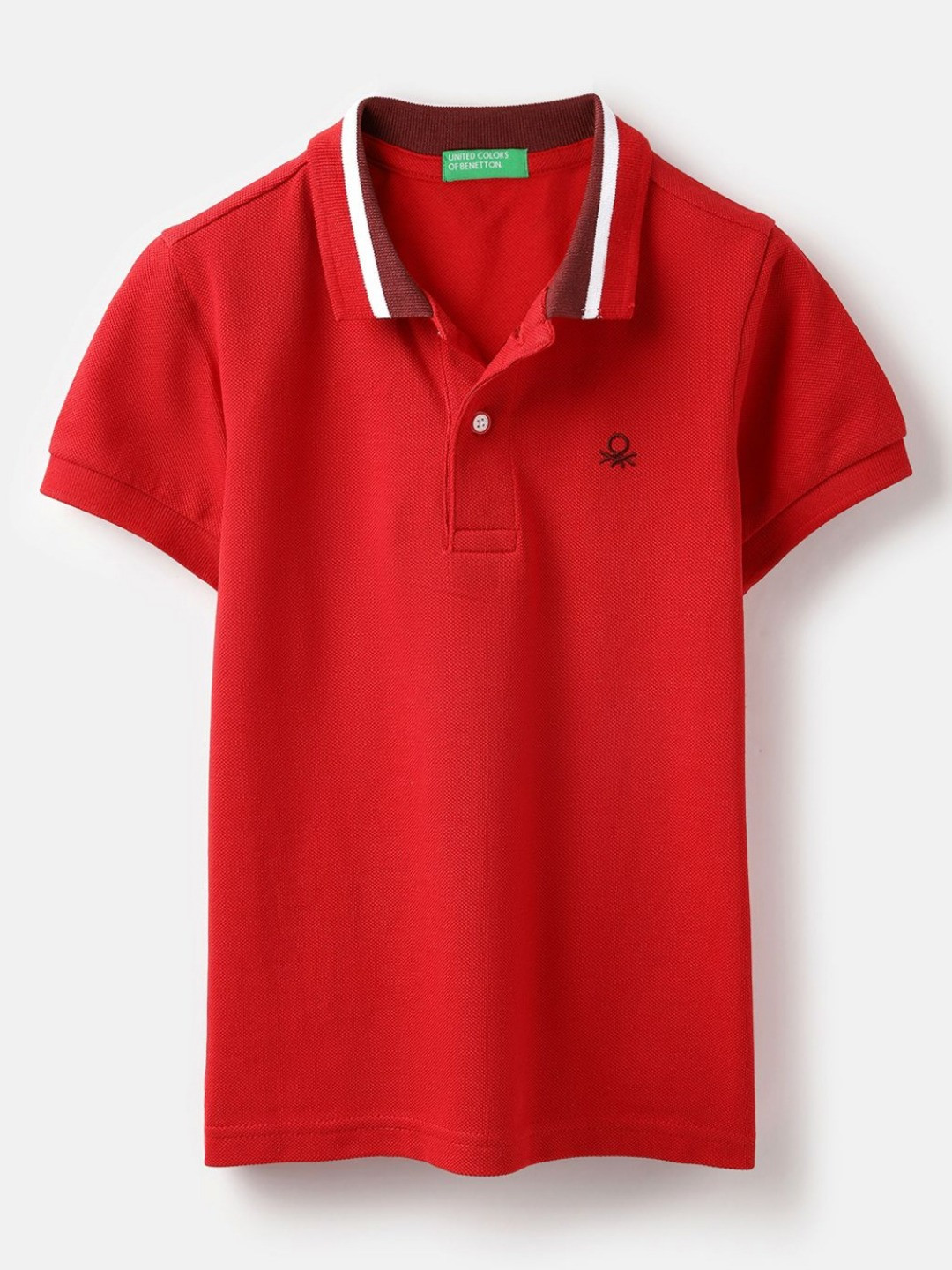 

United Colors of Benetton Boys Polo Collar Pure Cotton T-shirt, Red