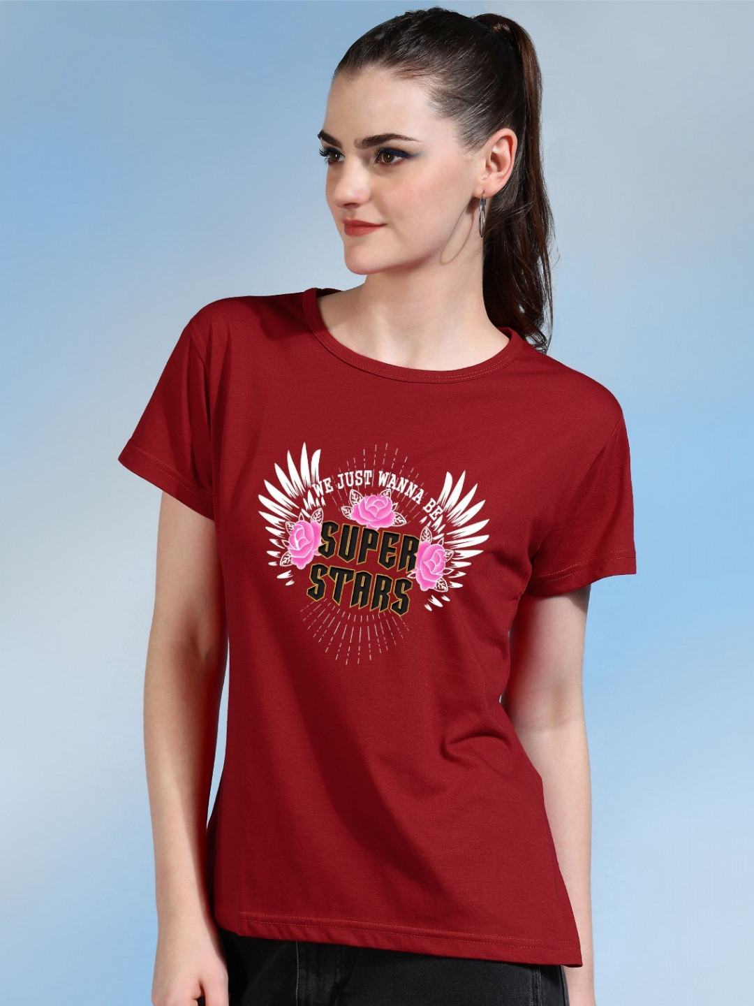 

Moda Rapido Women Printed Bio Finish T-shirt, Red