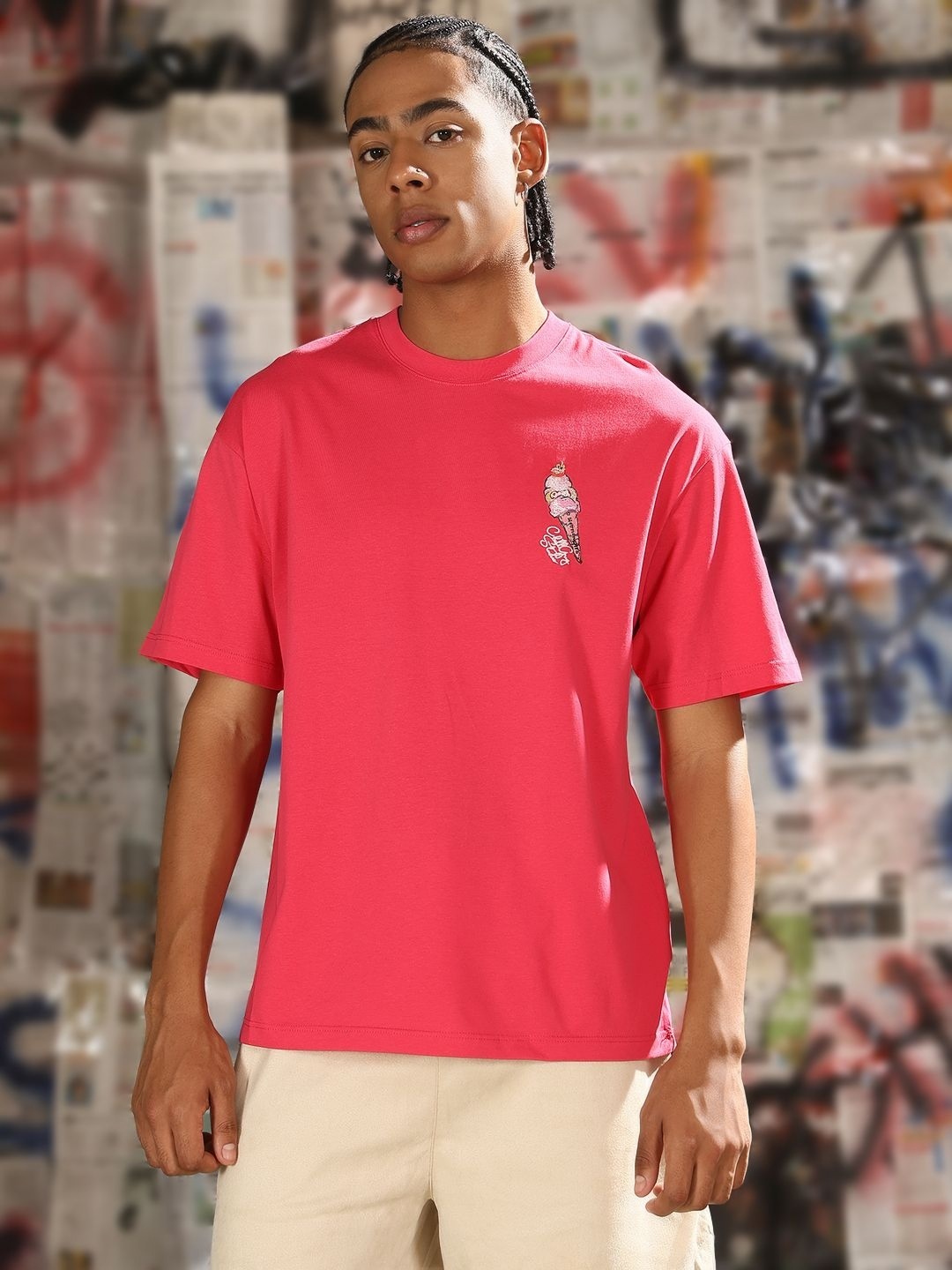 

SHOWOFF Men Printed T-shirt, Pink