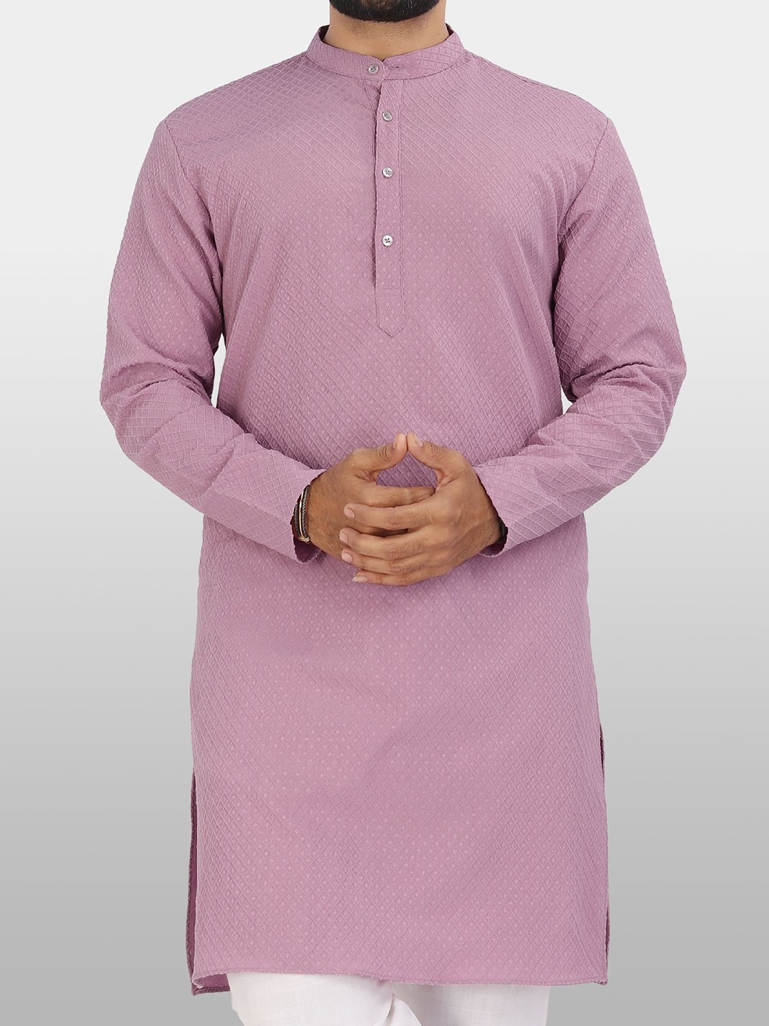 

VeBNoR Men Dobby Kurta, Pink
