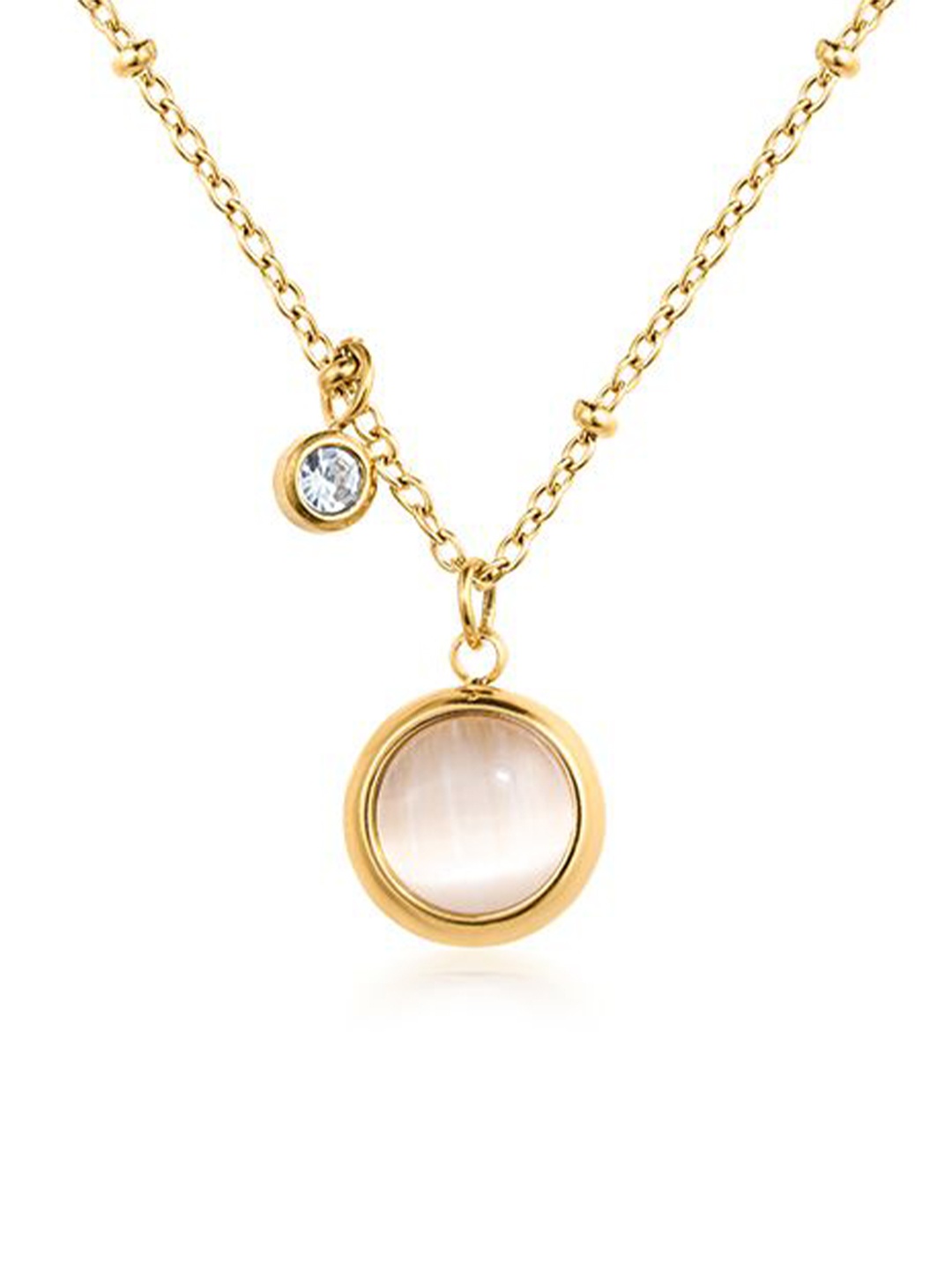 

Laviscart Gold-Plated Artificial Stones Studded Circular Pendants With Chains