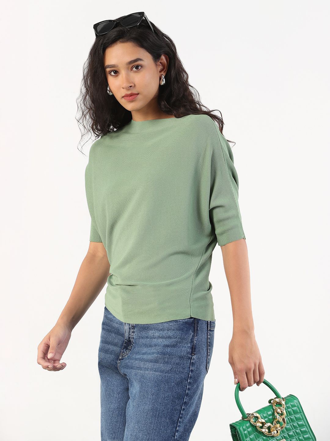 

SHOWOFF Batwing Sleeve Top, Green