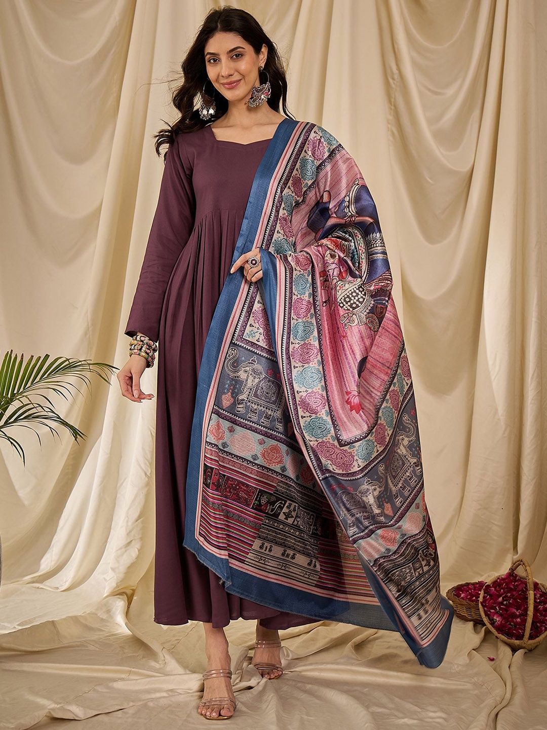 

InWeave Women Anarkali Kurta, Mauve