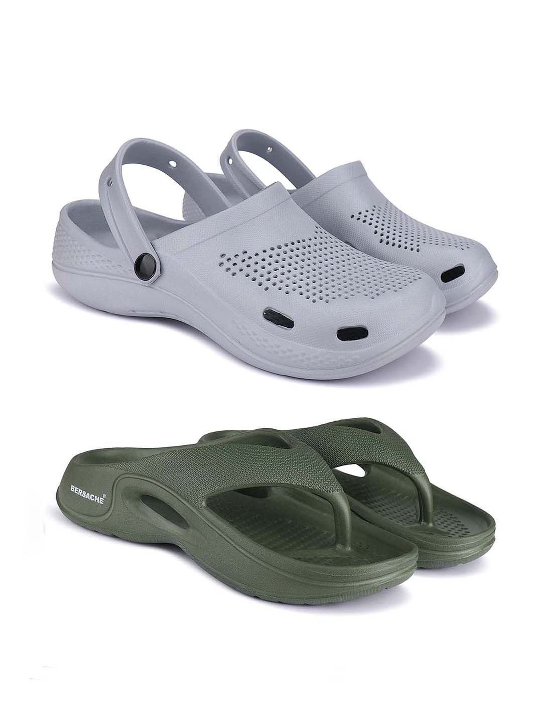 

BERSACHE Men Clogs, Grey