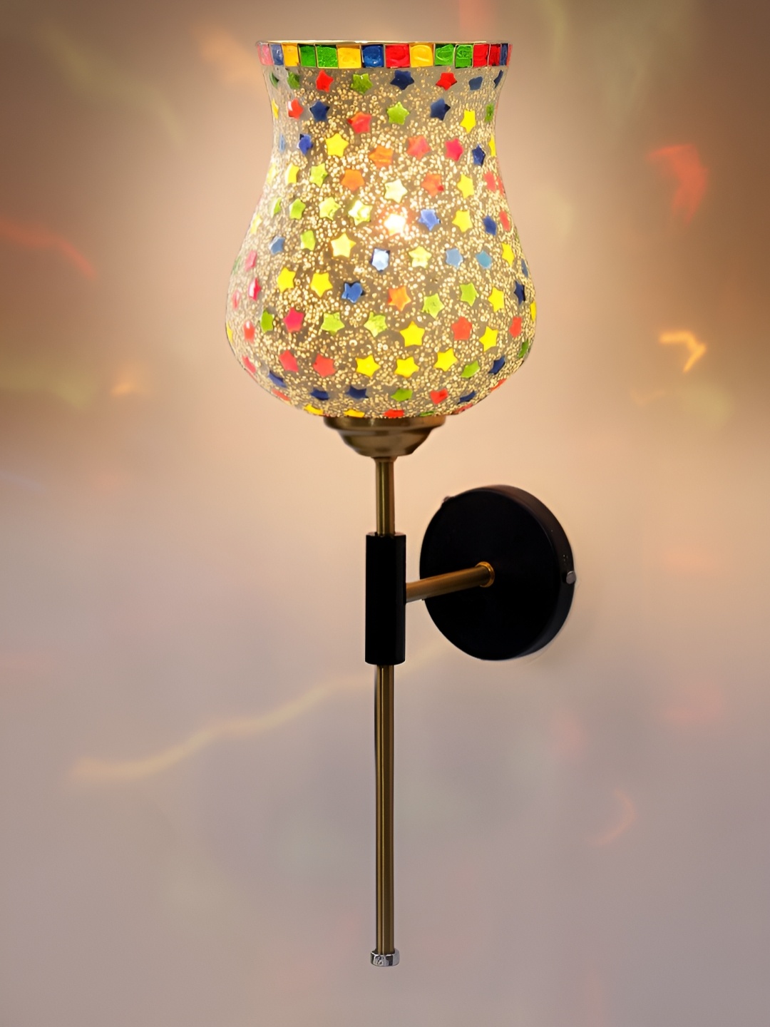 

Devansh White & Gold-Toned Metal Traditional Abstract Shaped Shaped Wall Lamp