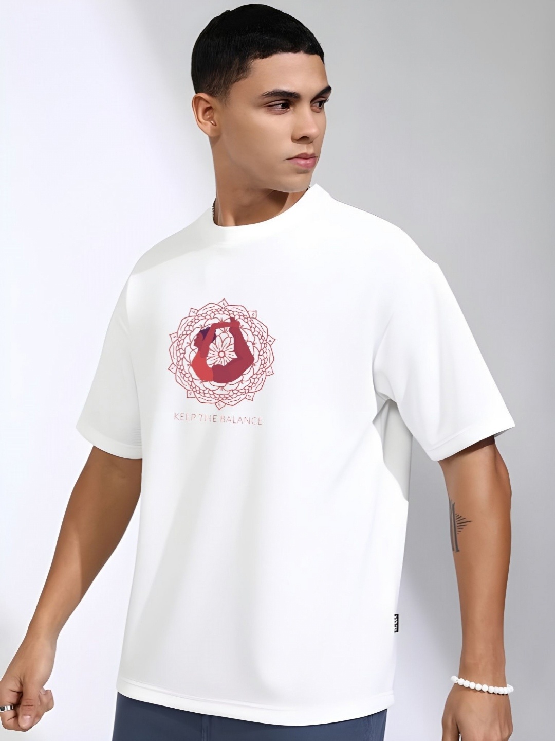 

THE BEETEL HOUSE Men Drop-Shoulder Sleeves T-shirt, White