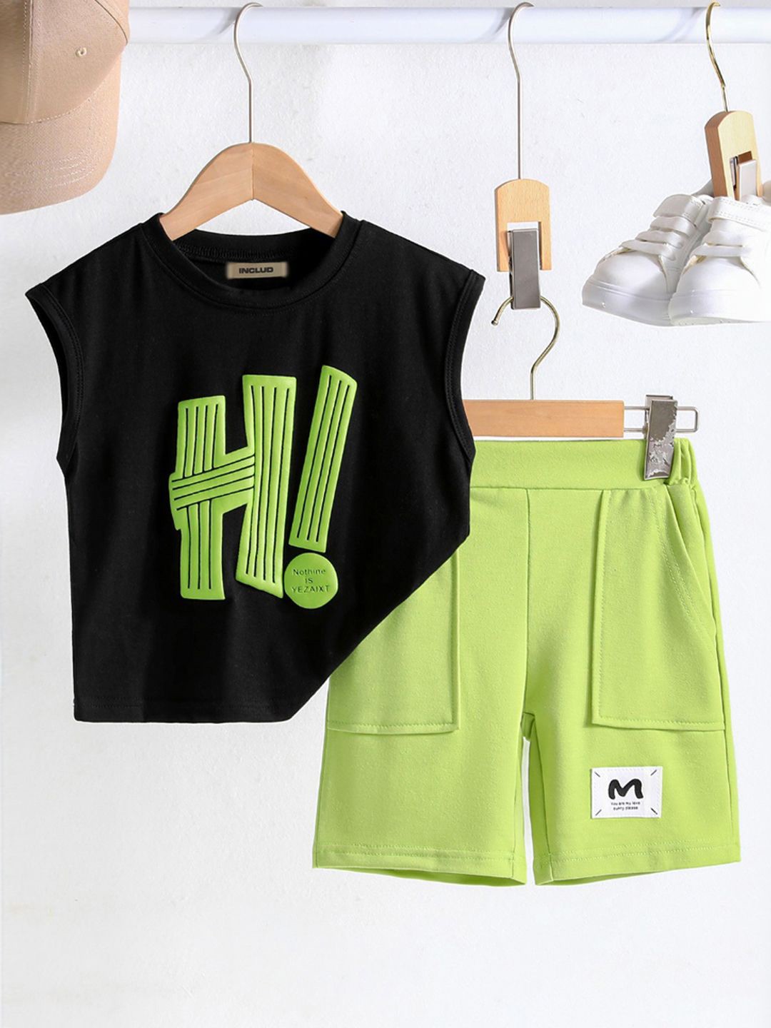 

INCLUD Boys Printed T-shirt with Shorts, Green