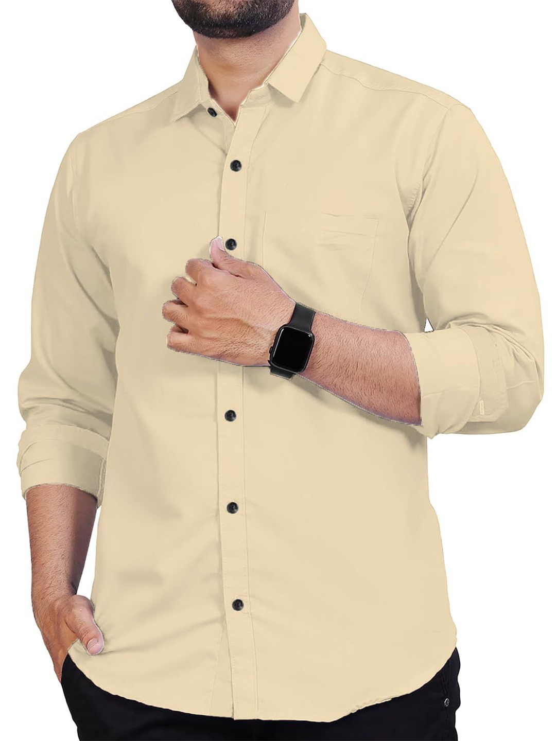 

Vida Loca Men Slim Fit Opaque Casual Shirt, Beige