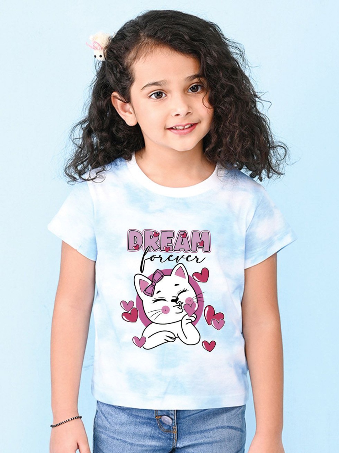 

NUSYL Girls Printed T-shirt, Blue