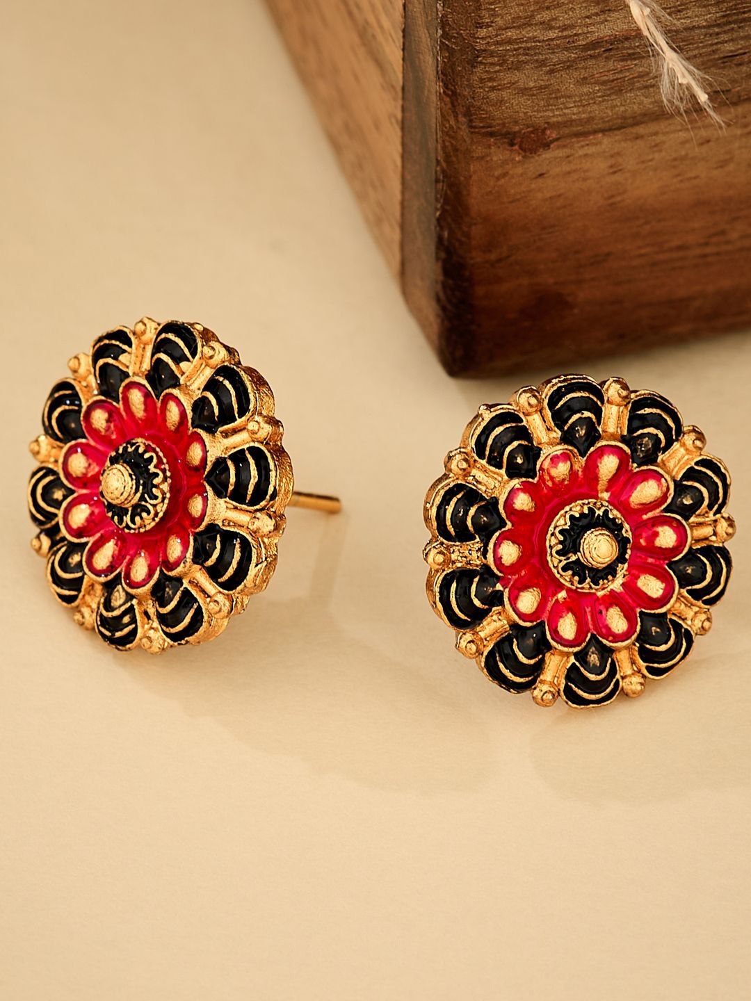 

ATIBELLE Gold-Plated Floral Studded Earrings