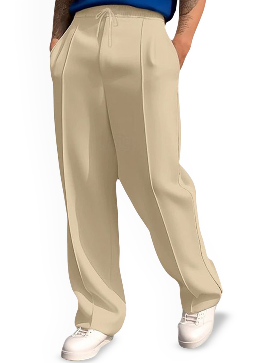 

StyleCast x Revolte Men Easy Wash Trousers, Beige