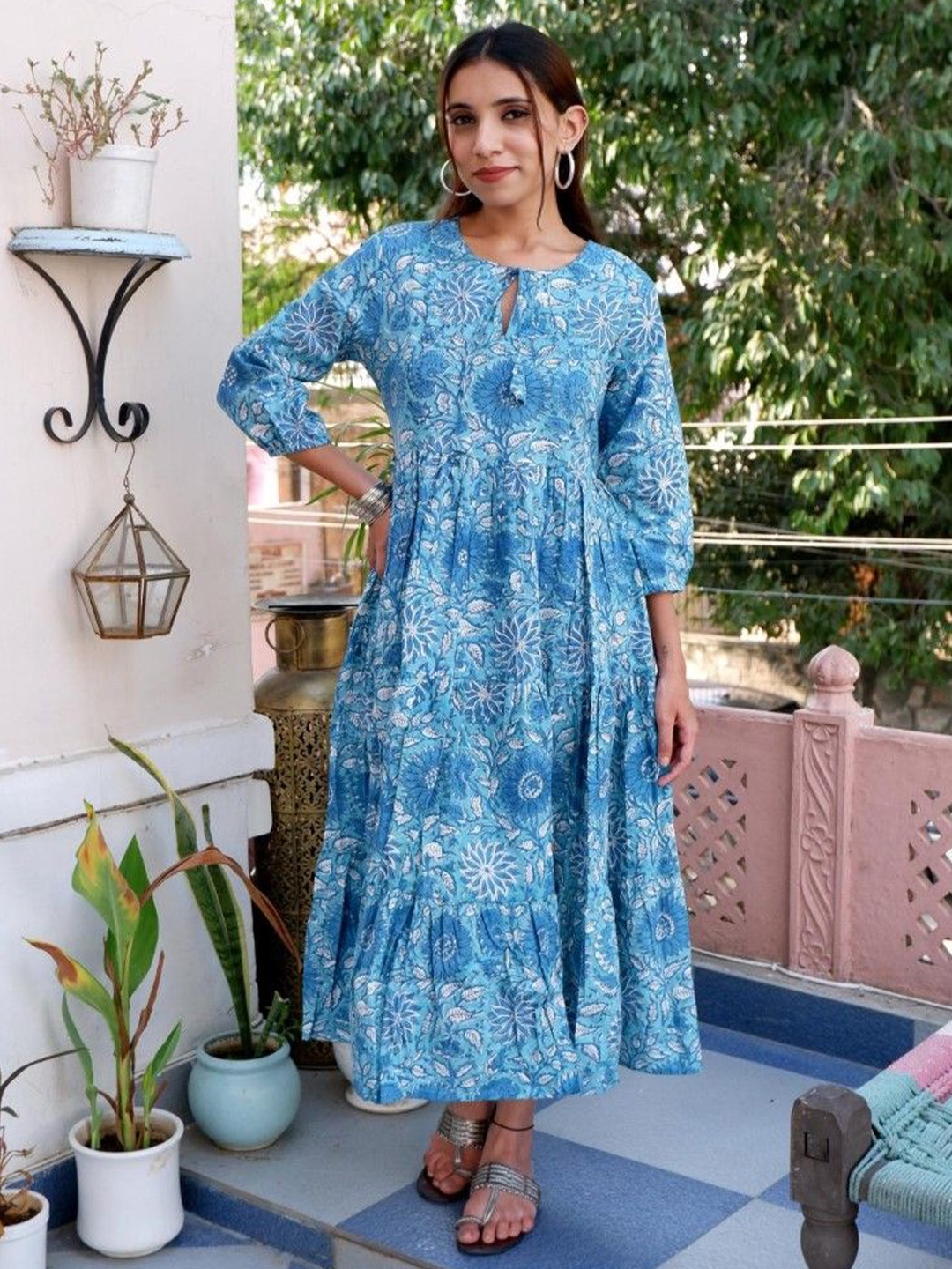 

GOODHAND Floral Print Maxi Dress, Blue