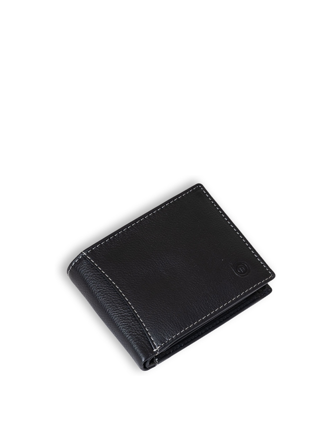 

BAGMAN Men Leather Two Fold Wallet, Black