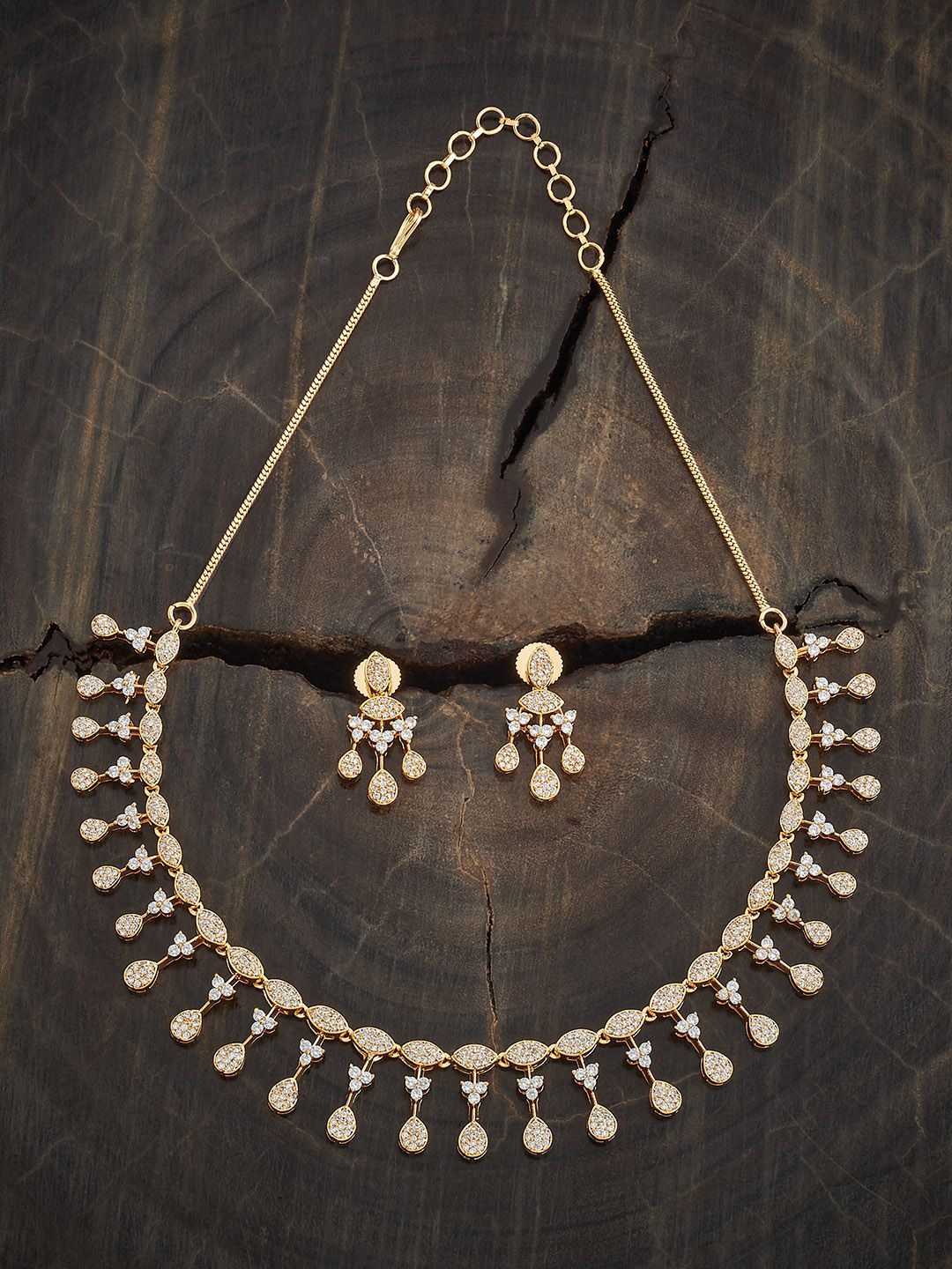

Kushal's Fashion Jewellery White Gold-Plated Party Zircon Jewellery Set