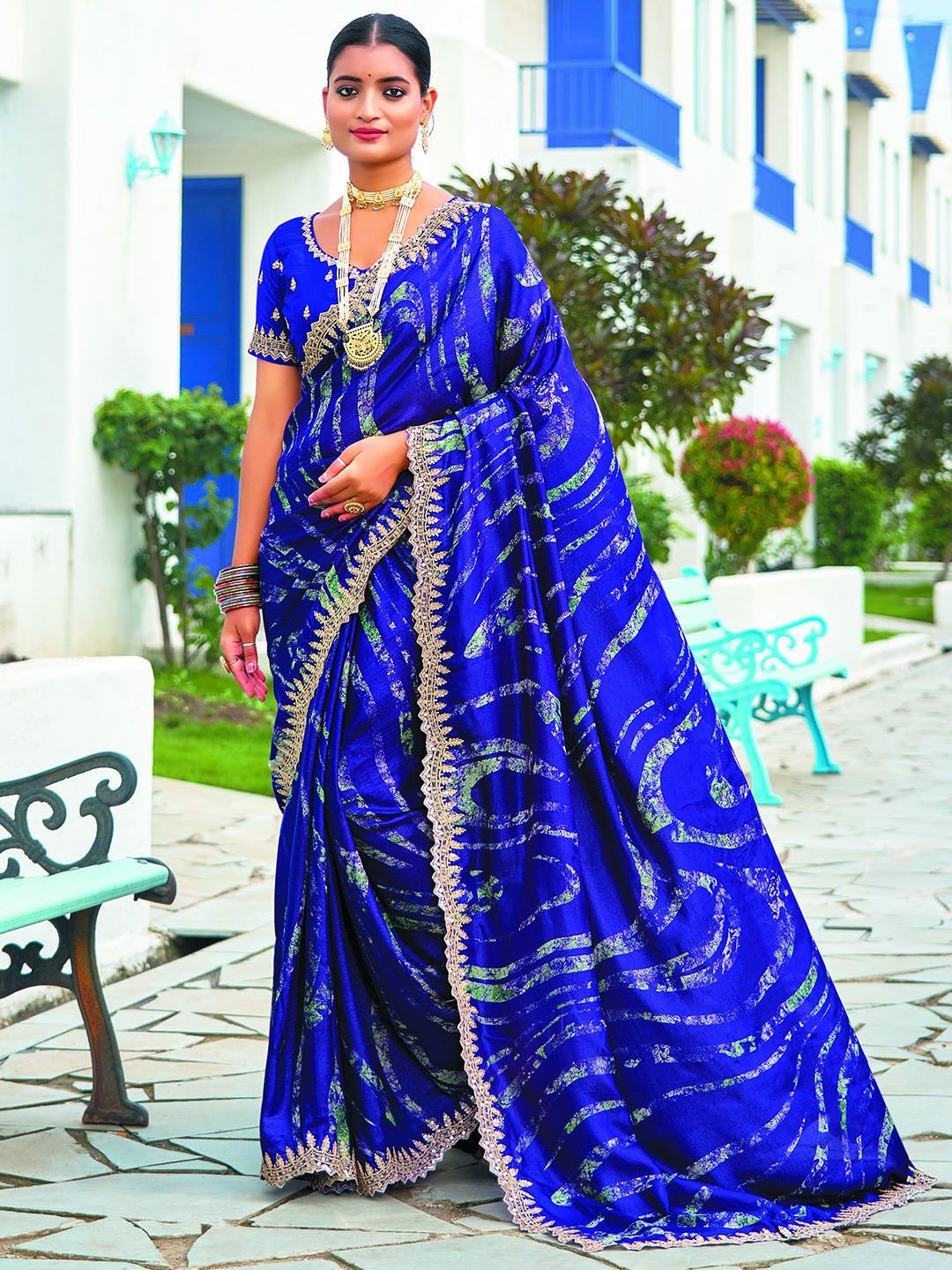 

LeeliPeeri Designer Ethnic Motifs Embroidered Poly Chiffon Saree, Violet