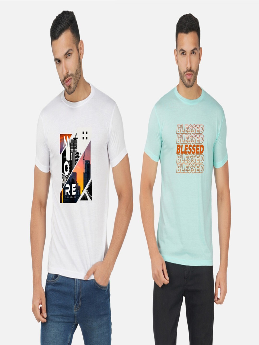 

GLOBAL NOMAD Men 2 Printed Bio Finish Applique T-shirt, White