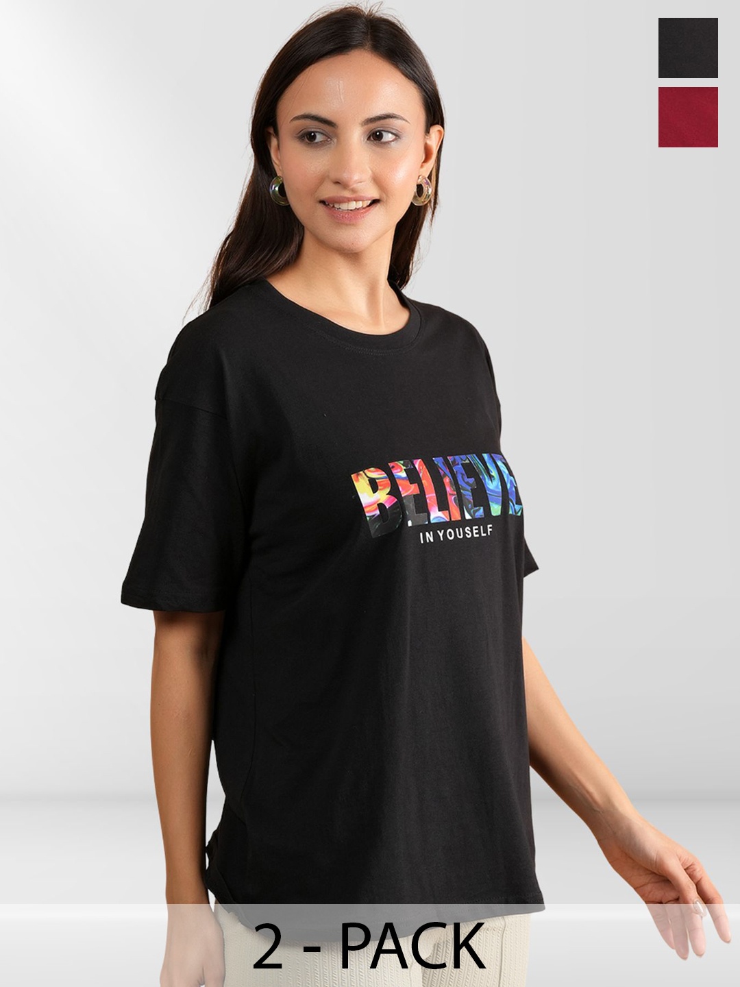 

Metronaut Women Typography 2 Printed Applique T-shirt, Multi