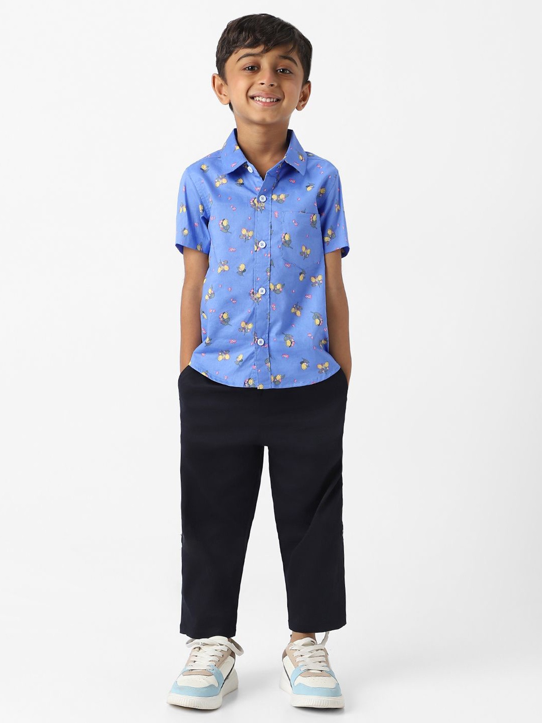 

Nauti Nati Boys Printed Shirt with Trousers, Blue