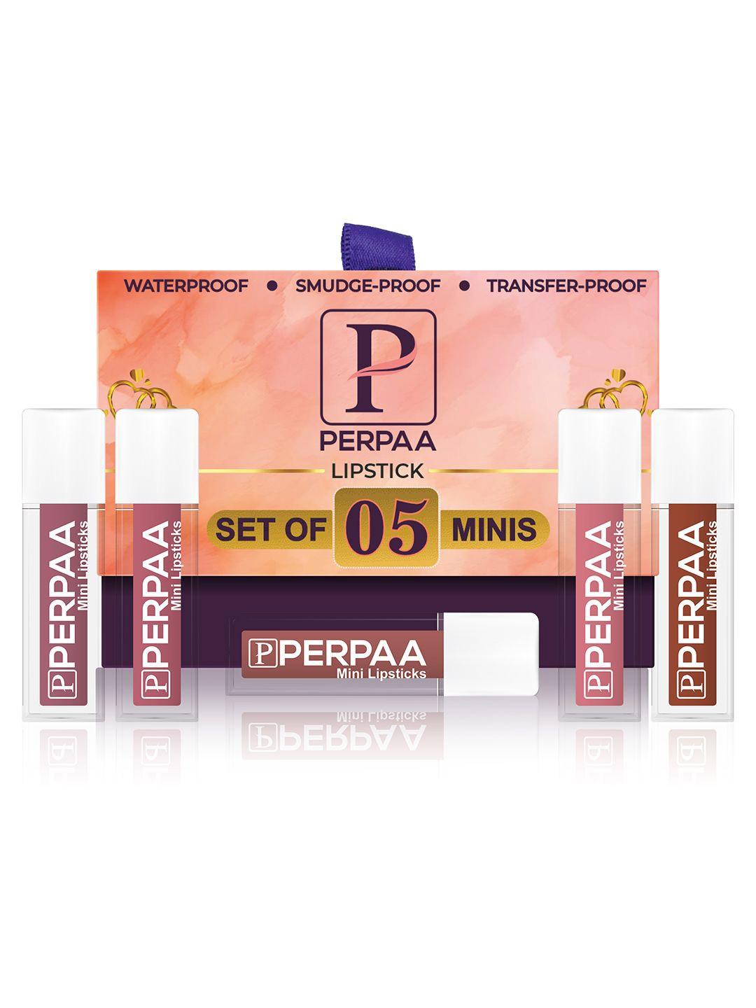 

PERPAA Set Of 5 Matte Waterproof Mini Liquid Lipsticks - 1.2 ml Each, Pink