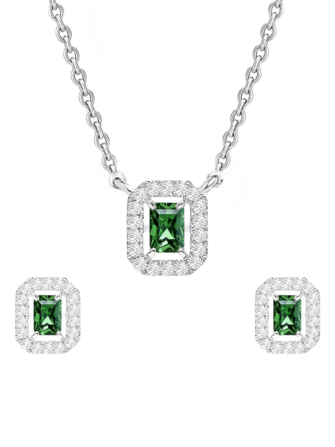

MINUTIAE Silver-Plated Crystals Studded Jewellery Set