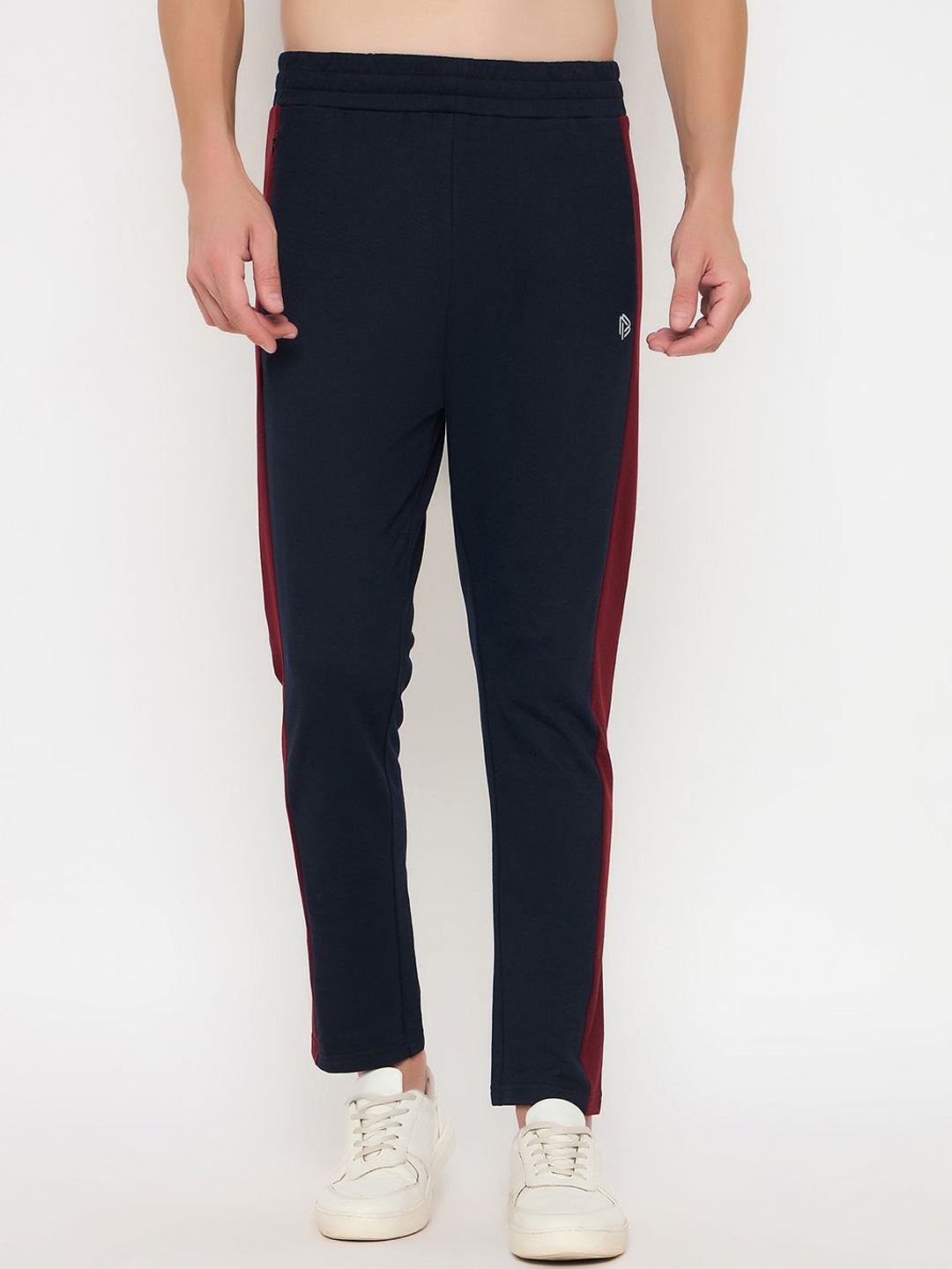 

John Players Men Colourblocked Mid Rise Track Pants, Navy blue