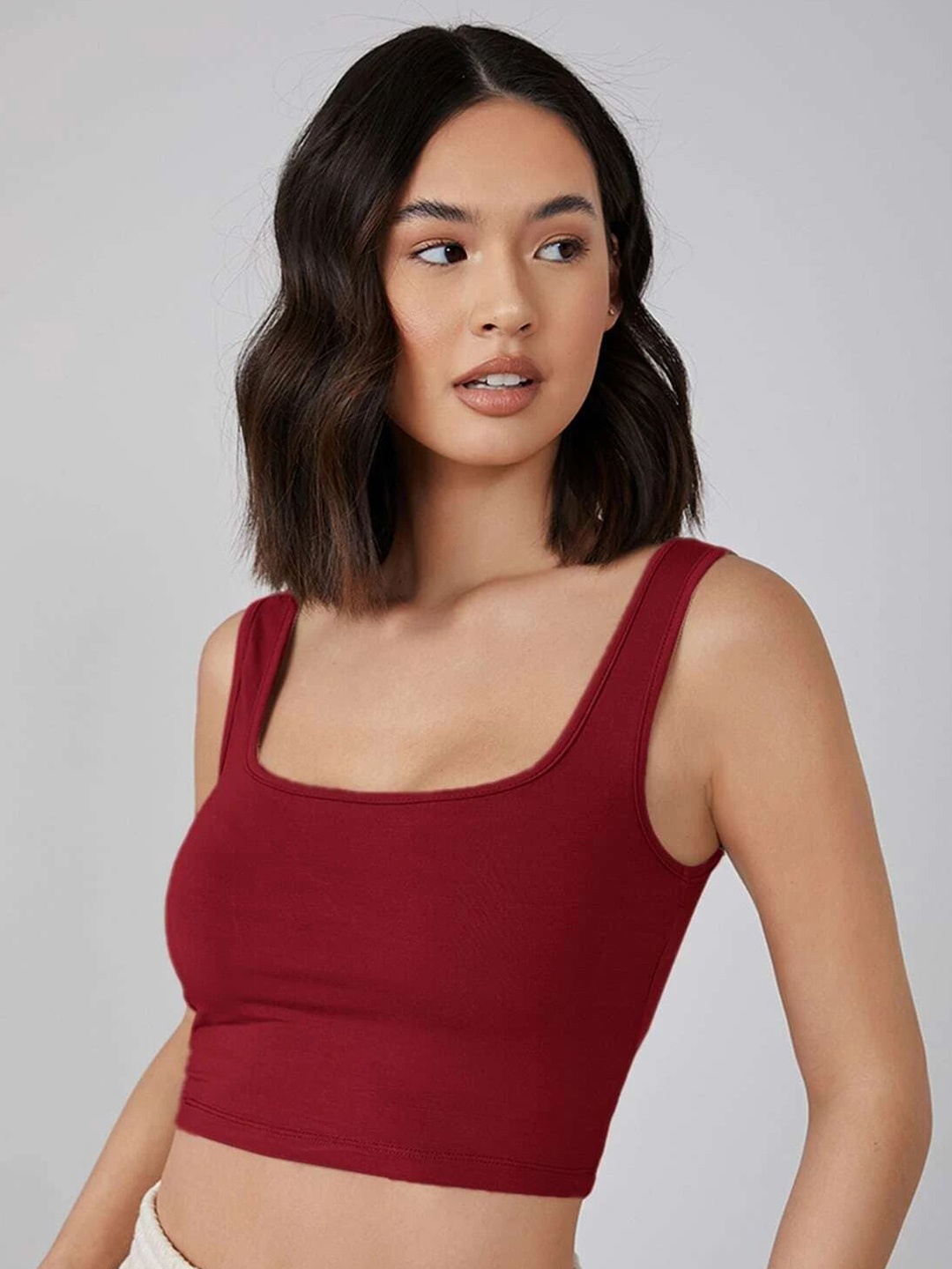 

Istyle Can Tank Crop Top, Maroon