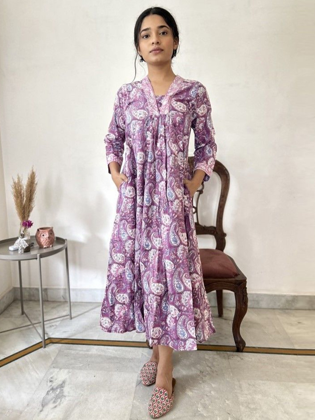 

GOODHAND Floral Print Maxi Dress, Purple