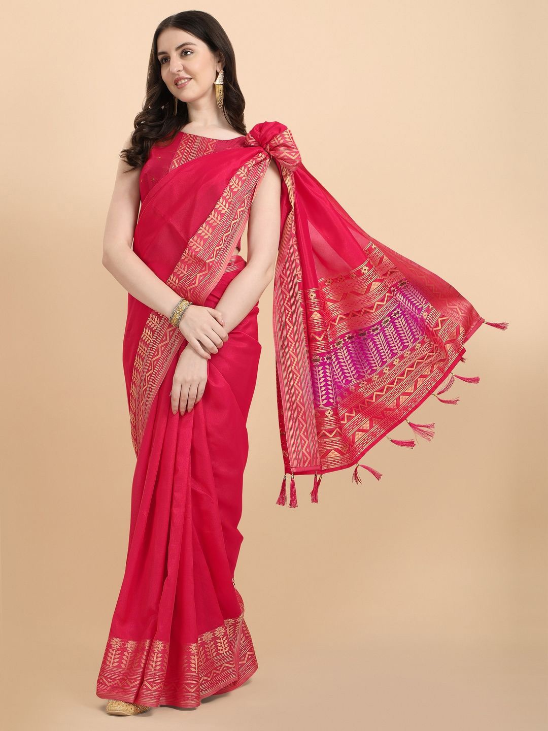 

Suha Woven Design Zari Art Silk Saree, Pink