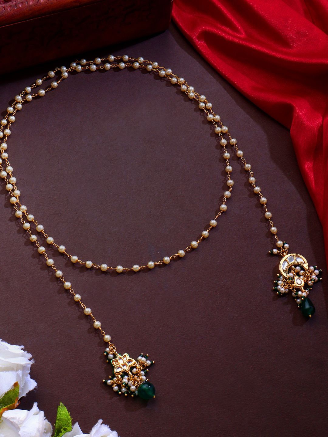 

AARSEE OFFICIAL Anti-Tarnish 22KT Gold-Plated Kundan Tie-around Necklace