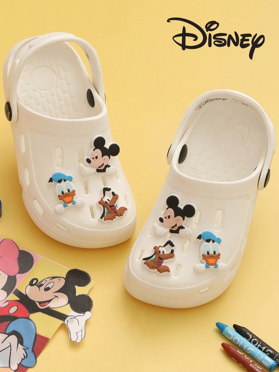 

Yellow Bee Boys Self Design White Clogs