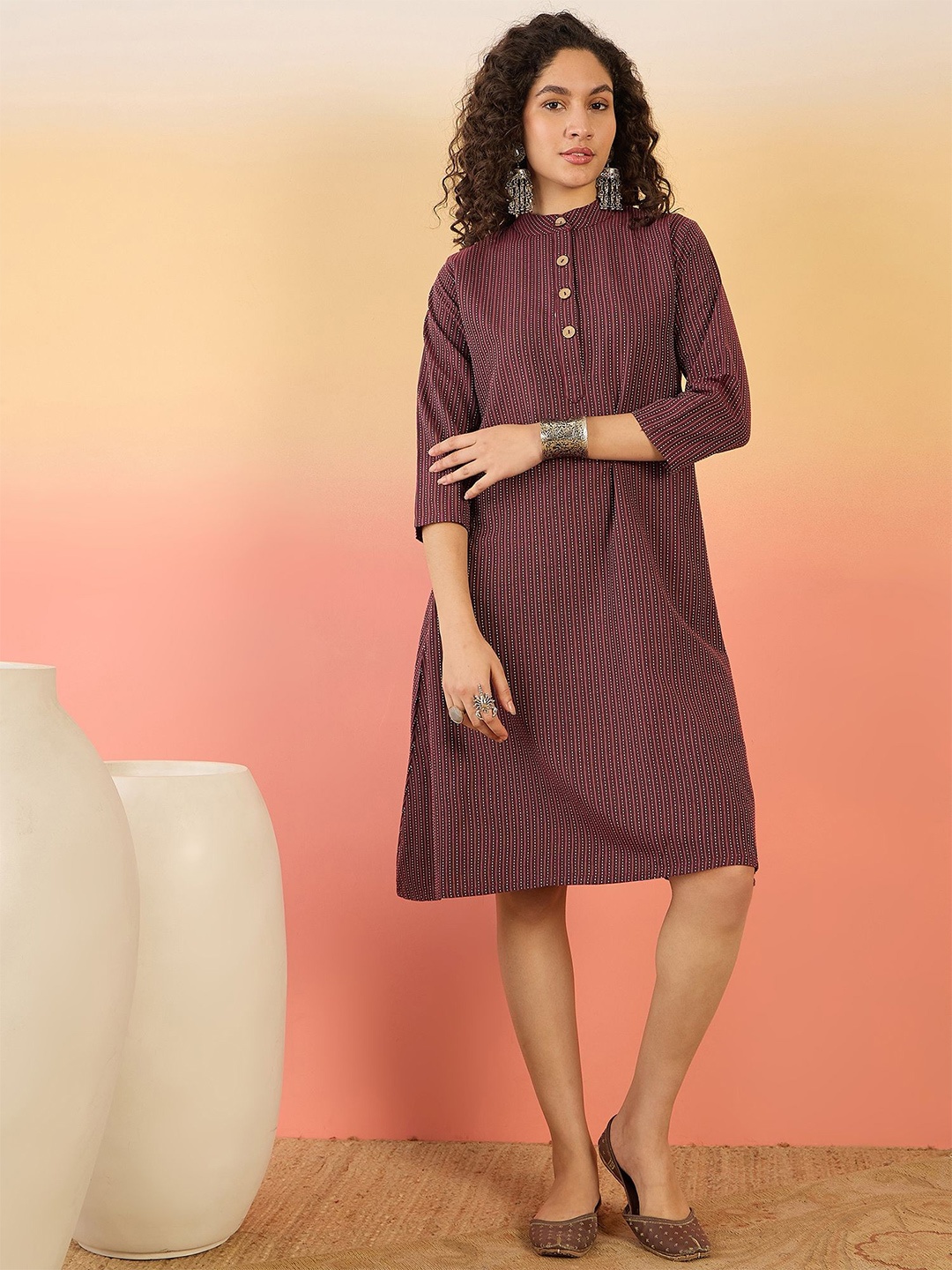 

InWeave Print A-Line Dress, Purple