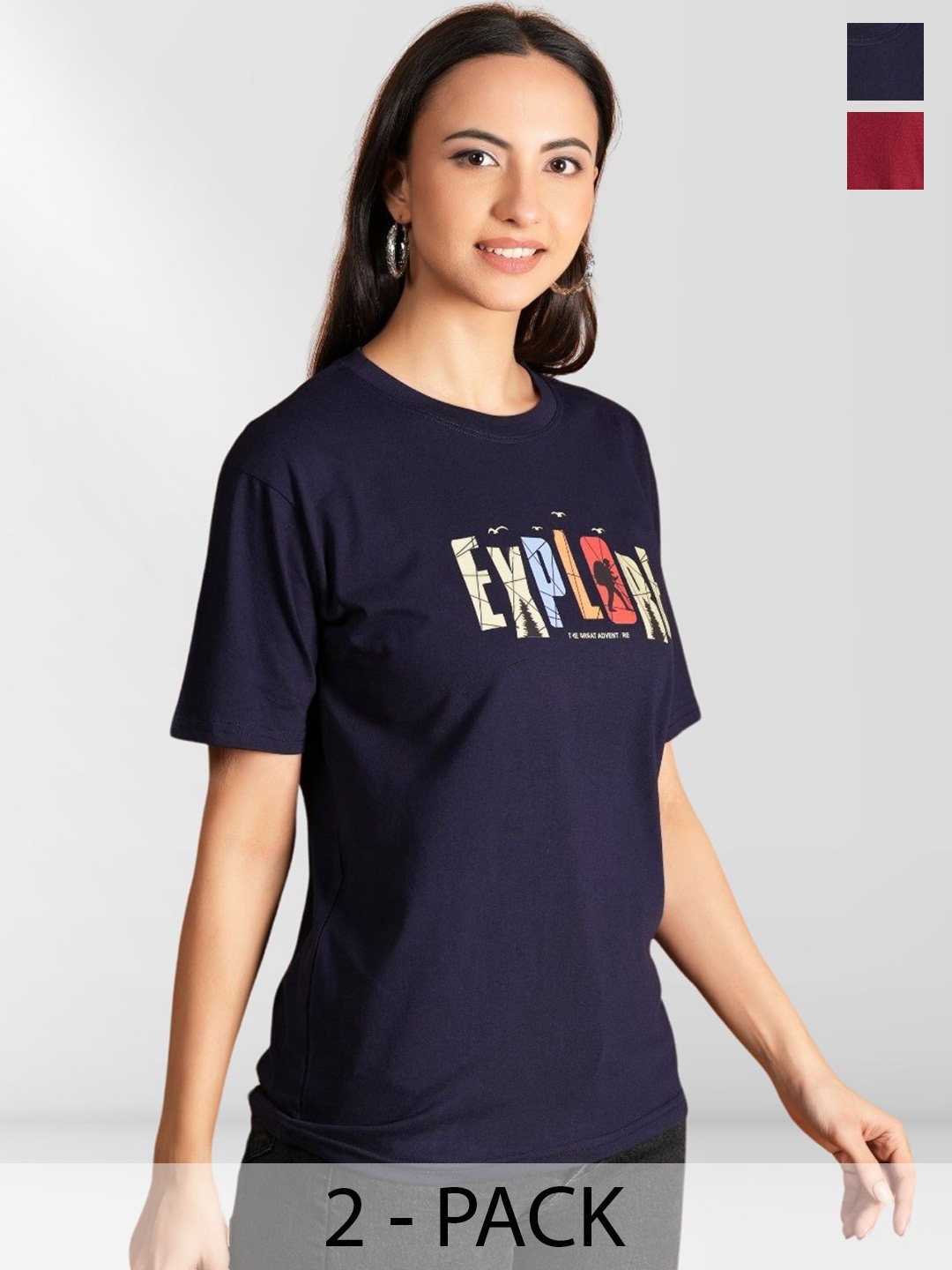 

BAESD Women Typography 2 Printed Pockets T-shirt, Multi