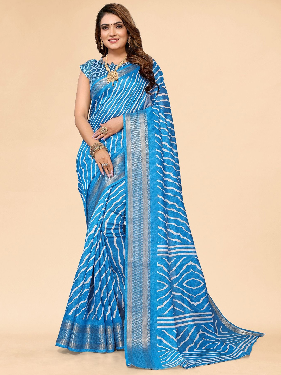 

Moda Rapido Leheriya Zari Saree, Blue