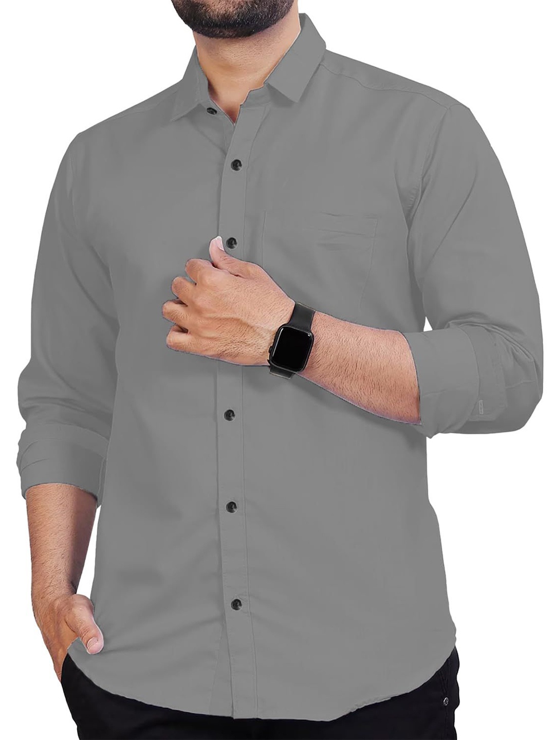 

Vida Loca Men Slim Fit Opaque Casual Shirt, Grey