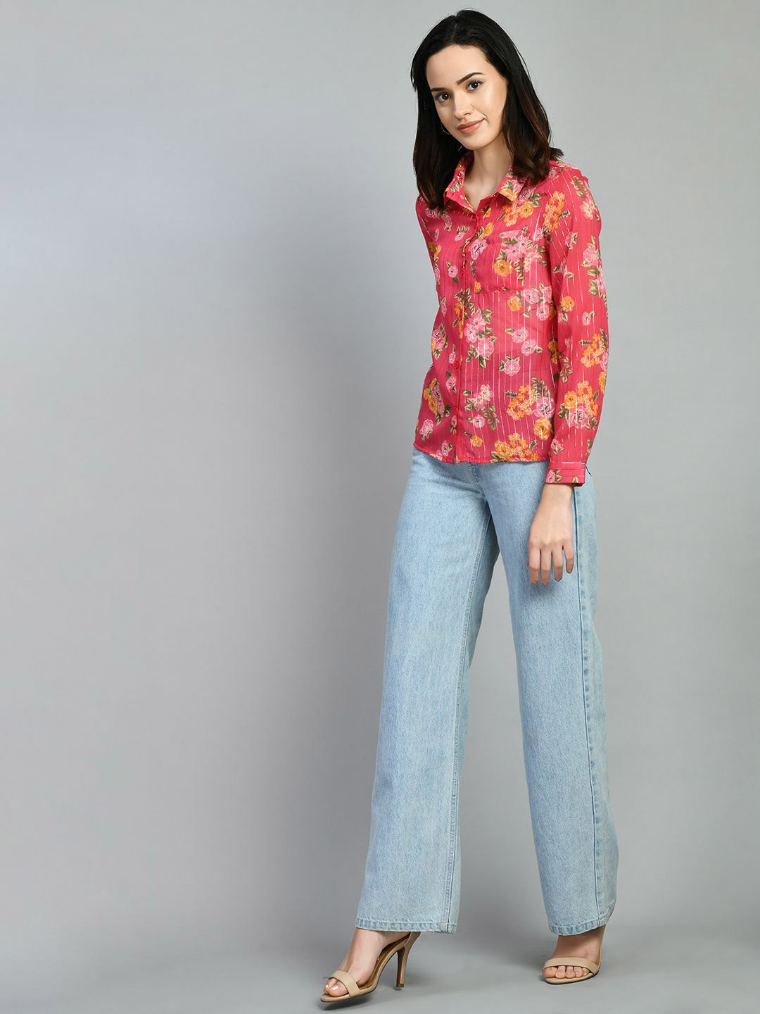 

PRETTY LOVING THING Women Floral Opaque Printed Casual Shirt, Pink