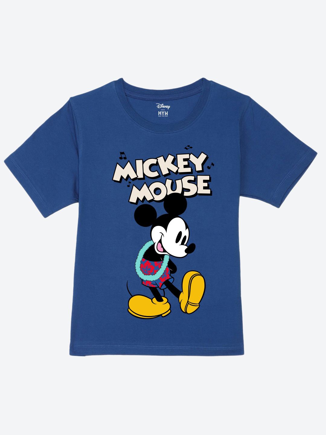 

Wear Your Mind Boys Mickey Mouse Printed Pure Cotton Applique T-shirt, Blue