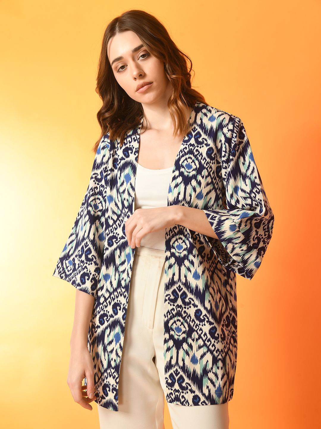 

COATTIRE Women Printed Shrug, Blue